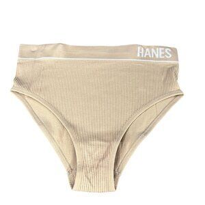 Hanes Originals Womens Size Medium Panty Brief High-Waist Ribbed Beige NWOT